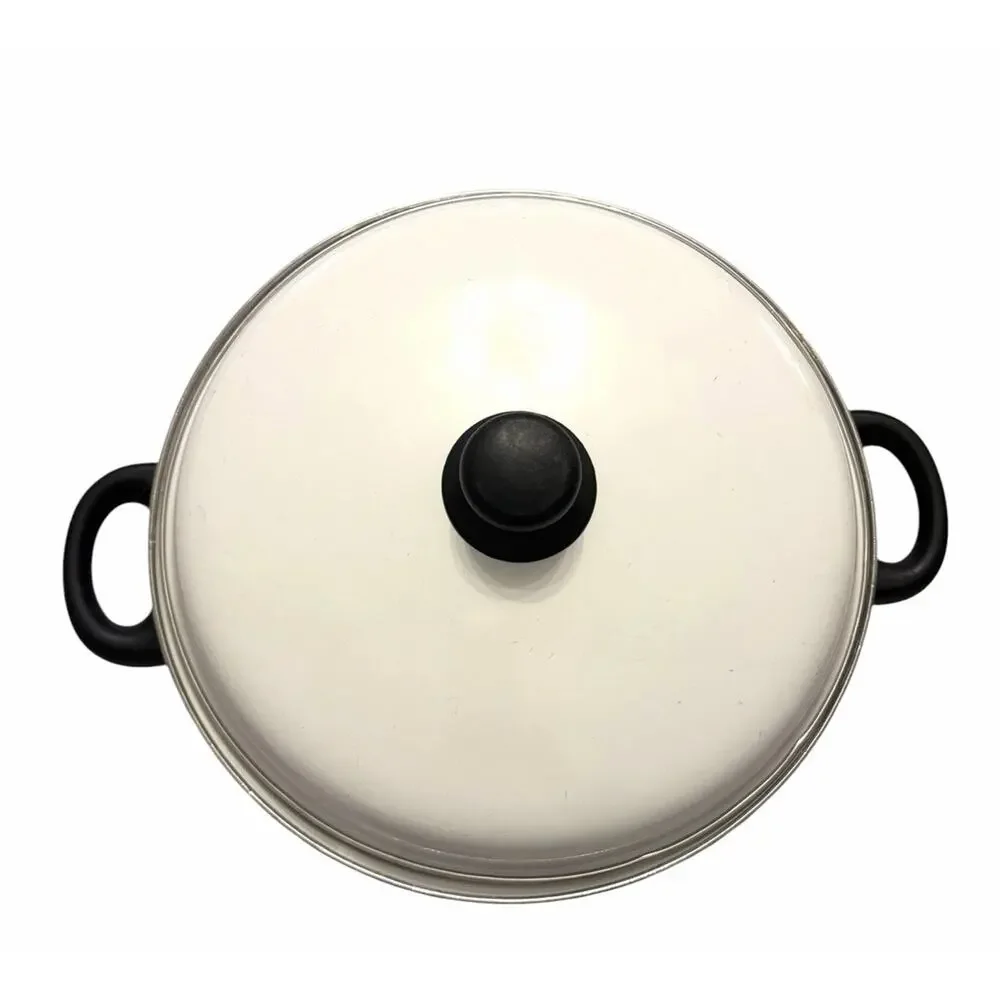 Vintage Megaware Enamel Stock Pot 12 Quart White Made in Spain 3602-C